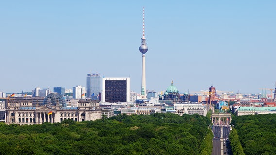 Ein Foto der Berliner Skyline mit dem Fernsehturm im Zentrum. ©  CC BY-SA 3.0 (https://creativecommons.org/licenses/by-sa/3.0/deed.de) Foto:  Thomas Wolf, www.foto-tw.de