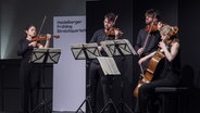 Die vier Musiker*innen des Novo Quartets auf der Bühne © Studio visuell 