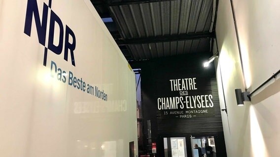 Der NDR Truck mit Instrumenten parkt am Théatre des Champs-Èlysées in Paris Der NDR Truck mit Instrumenten parkt am Théatre des Champs-Èlysées in Paris © NDR Foto: Philipp Schmid