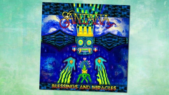 In blau und vielen bunten Farben gehaltenes Cover des Albums "Blessings And Miracles" von Santana © picture alliance/dpa/Warner Music 