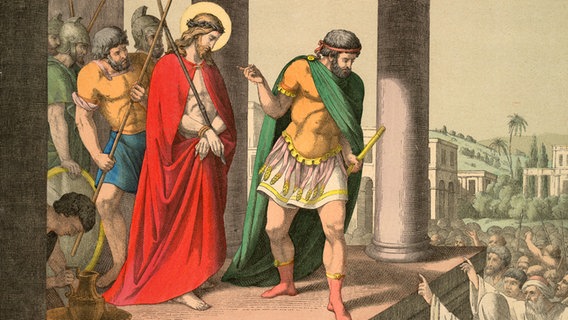 Ecce homo / B.Hummel Bibelillustration, Deutschland, 19. Jahrhundert: "Christus vor Pilatus" © picture-alliance / akg-images 