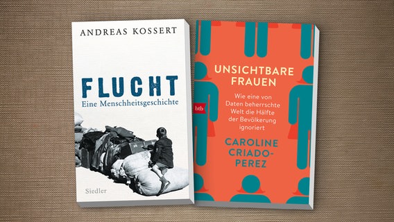 Die Cover "Unsichtbare Frauen" und "Flucht - Eine Menschheitsgeschichte" © Siedler, btb/Randomhouse Verlag, Random House 