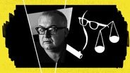Friedrich Dürrenmatt in einer graphischen Collage. © picture alliance/KEYSTONE | STR (m) 