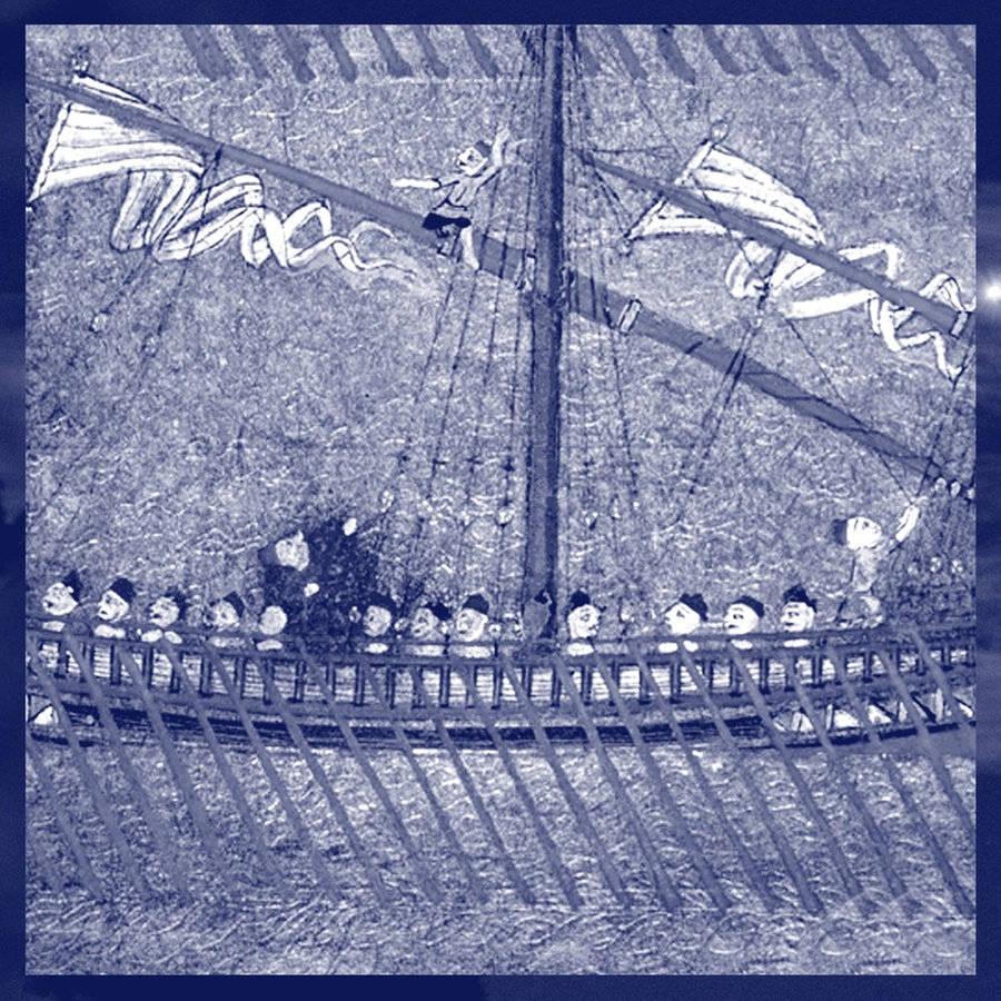 Eine Galeere in der Illustration "Zaporozhian Cossacks in chaika boats attacking Turkish galleys in the Black Sea", 1636, British Library, London. © photocase / Catalenca (m) Foto: Catalenca