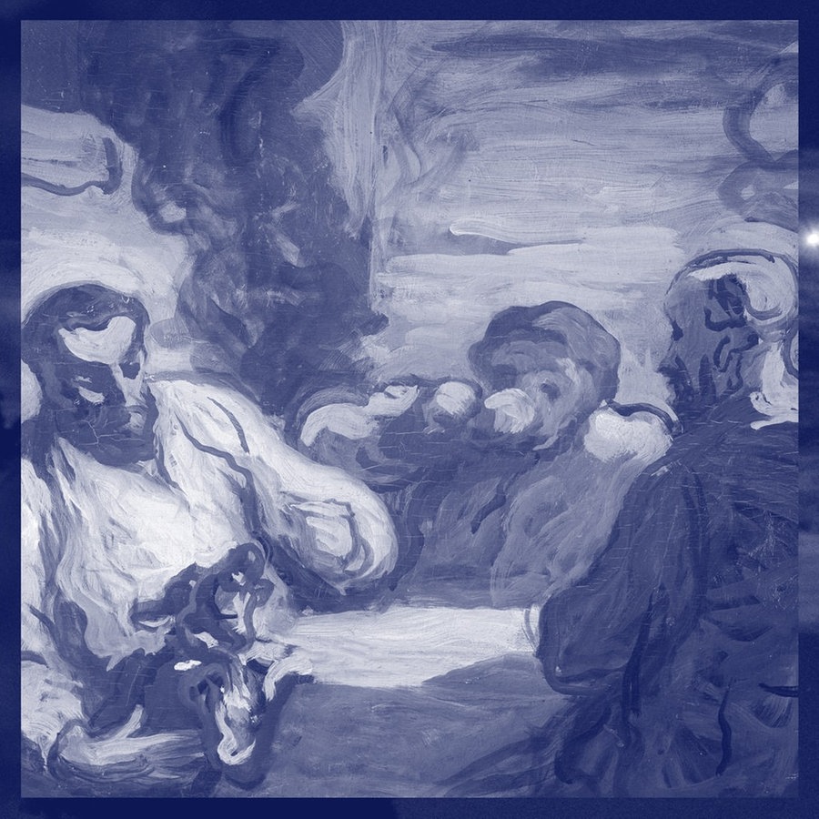 Drei Personen sitzen trinkend an einem Tisch im Gemälde von Honore Daumier: 'Au cafe' (Im Cafe / Laendliches Fruehstueck), um 1868. Oel auf Holz, 26,5 x 35 cm. Winterthur, Sammlung Oskar Reinhart. © picture alliance / akg-images / Andre Held / photocase (m) Foto: Honore Daumier / Catalenca