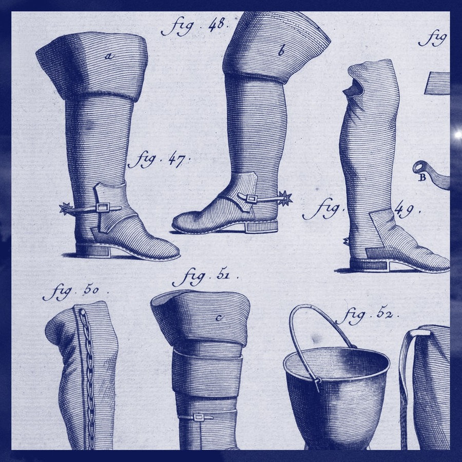Verschiedene Stiefel in einer Illustration zu Diderot/D'Alembert Handwerk und Gewerbe: Schuhmacher. Kupferstich von Robert Benard. © picture-alliance / akg-images / photocase / Catalenca (m) Foto: Catalenca