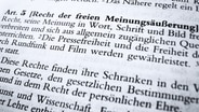 Gesetzestext aus deutscher Gesetzessammlung oeffentlichen Rechts - Deutsche Verfassung: Die Grundrechte, Artikel 5: Recht der freien Meinungsaeusserung, Meinungsfreiheit, Pressefreiheit, Informationsfreiheit, Kunstfreiheit. © picture alliance / blickwinkel/G. Vockel | G. Vockel 