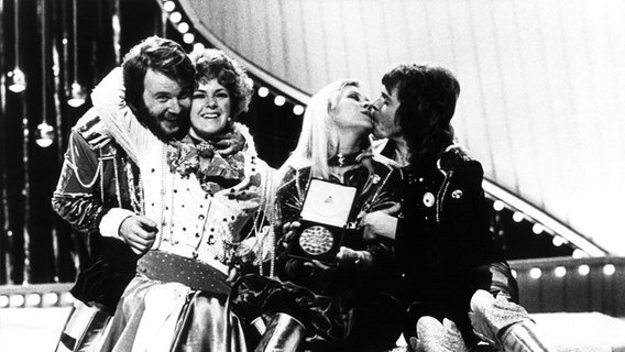 "Abba" gewinnt Grand Prix d' Eurovision 1974 in Brighton © A0001 UPI Foto: A0001 UPI