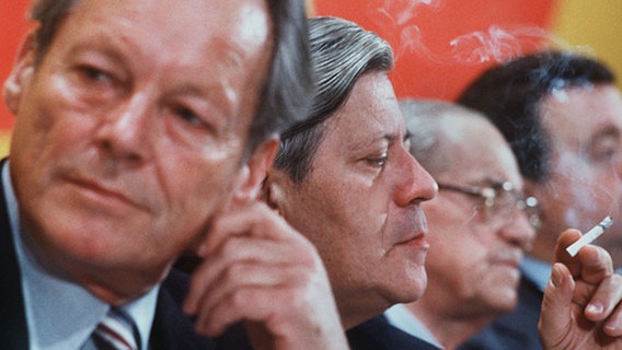 Helmut Schmidt, Willy Brandt und Herbert Wehner, 1979. © dpa-Bildarchiv 
