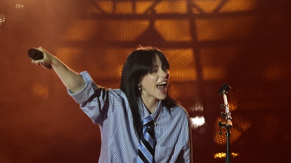 Billie Eilish auf der Bühne. © picture alliance/dpa/MAXPPP Foto: Fred Dugit