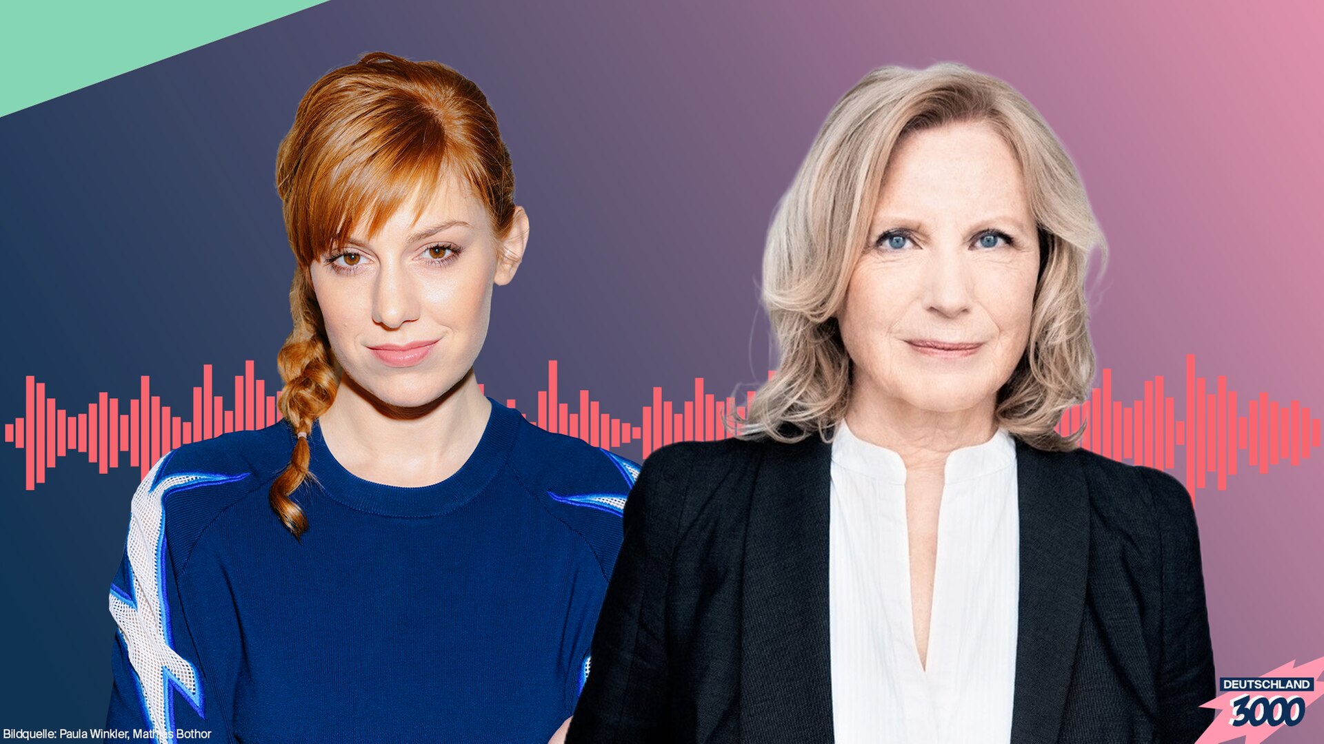 Maren Koymann und Eva Schulz im Podcast Deutschland3000 © Paula Winkler, Mathias Bothor 