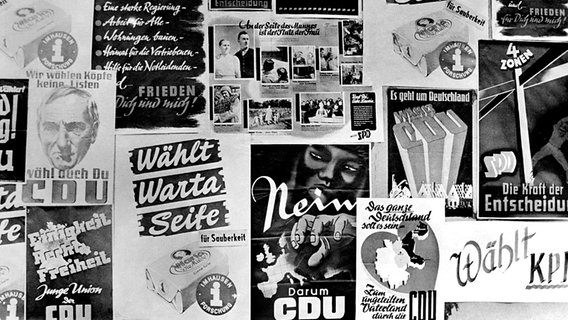 Eine Collage von zahlreichen Wahlplakaten aus dem Jahr 1949 © picture-alliance / dpa 