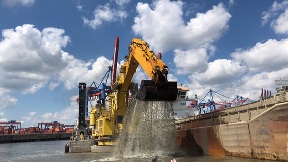 Baggerschiffe verbreitern das Fahrwasser auf der Elbe. © NDR Foto: Screenshot