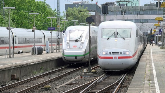 ICE-Züge der Deutschen Bahn stehen im Bahnhof Altona. © picture alliance/dpa Foto: Bodo Marks