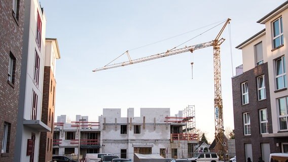 Ein Kran steht auf einer Baustelle. © picture alliance/dpa Foto: Daniel Bockwoldt