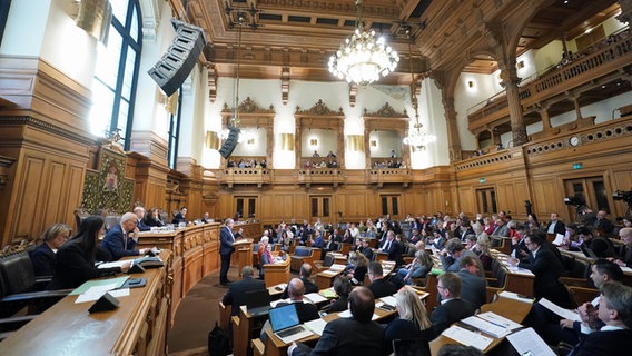 Die Abgeordneten debattieren während der Sitzung der Hamburgischen Bürgerschaft im Rathaus. © picture allaince / dpa Foto: Marcus Brandt