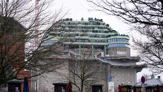 Blick auf den begrünten Hochbunker St.Pauli auf dem Heiligengeistfeld. © Marcus Brandt/dpa Foto: Marcus Brandt