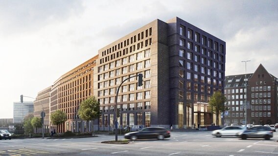 Der Siegerentwurf des Architektenwettbewerbs für das City-Hof-Grundstück - mit dem Hotel im Norden © Hamburger Architekten KPW Papay Warncke und Partner 