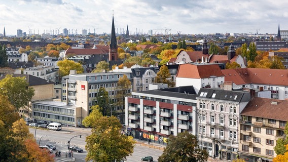 Der Hamburger Stadtteil Eimsbüttel von oben. Blick auf die Grindelallee. © picture alliance/dpa Foto: Markus Scholz