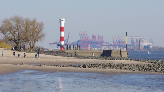 Spaziergänger genießen am Elbstrand in Blankenese/Hamburg das frühlingshafte Wetter. © IMAGO / Markus Tischler Foto: Markus Tischler