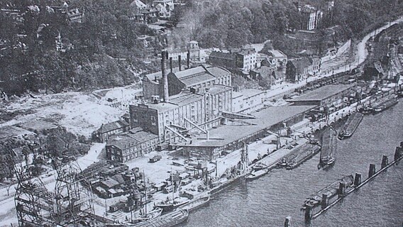 Historische Luftaufnahme der Elbtreppenhäuser von Anfang des 20. Jahrhunderts. © Stadtteilarchiv Ottensen 
