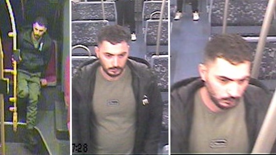 Die Polizei Hamburg fahndet mit Fotos aus einer Überwachungskamera nach einem bislang unbekannten Mann. © Polizei Hamburg Foto: Screenshot