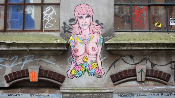 Ein Graffito an einer Hauswand im Gängeviertel © NDR.de Foto: Marc-Oliver Rehrmann