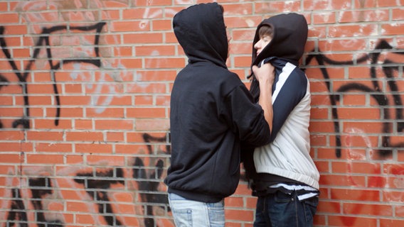 Ein Teenager greift einen anderen an. © picture alliance / imageBROKER Foto: Siegfried Kuttig