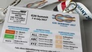Eine Presseakkreditierung für den G20-Gipfel in Hamburg  Foto: Kathrin Otto