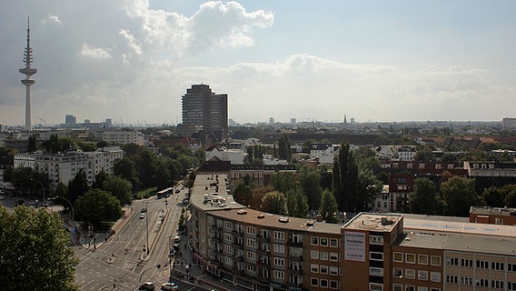 Der Blick aus dem 13. Stock der Grindelhochhäuser © NDR Foto: Hanna Grimm