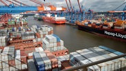 Container werden im Hamburger Hafen auf Schiffe geladen. © dpa 