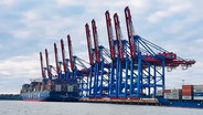 Ein Containerschiff liegt an einem Containerterminal im Hamburger Hafen. © Jan Wulf Foto: Jan Wulf