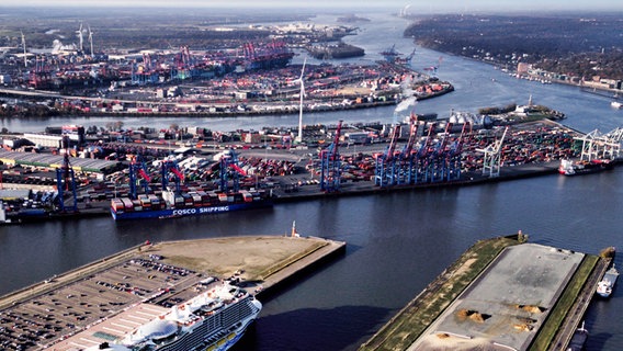 Der Hamburger Hafen von oben aufgenommen. © picture alliance / Laci Perenyi | Jerry Andre Foto: Laci Perenyi | Jerry Andre