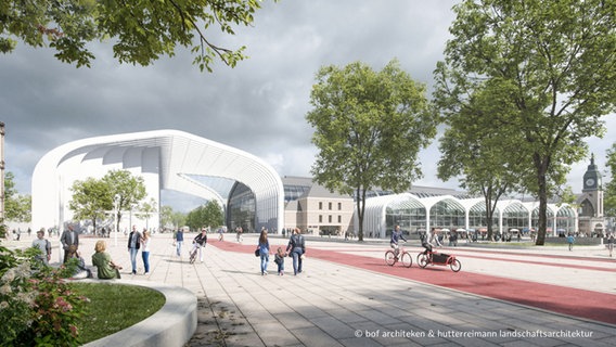 Visualisierung des neuen Hachmannplatzes beim Hauptbahnhof Hamburg © bof architekten & hutterreimann landschaftsarchitektur 