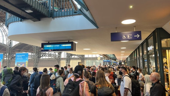 Wegen Störungen im Zugverkehr warten viele Reisende an Hamburger Hauptbahnhof. © NDR Foto: Finn Kessler