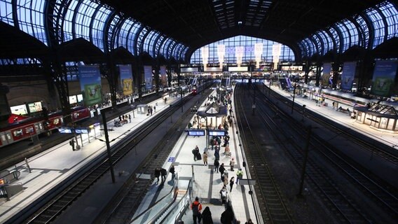 A few passengers at Hamburg Central Station just before the start of the warning strike.  © Bodo Marks/dpa 