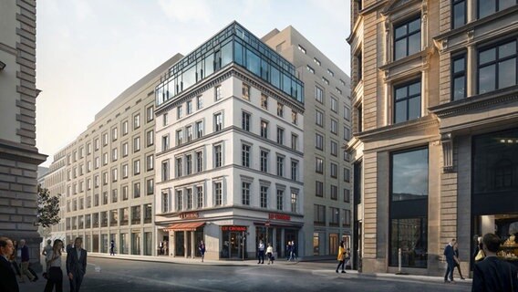 So wi in dieser Visualisierung soll das "Haus der Bürgerschaft" am Alten Wall in der Hamburger Innenstadt einmal aussehen. © Art-Invest Real Estate Management GmbH & Co.KG 