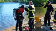 Die Feuerwehr hat mit Tauchern im See Hinterm Horn in Hamburg Allermöhe nach einem Mann gesucht, der beim Baden untergegangen ist. © HamburgNews Foto: HamburgNews