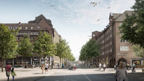 So könnte zukünftig die Steinstraße gestaltet sein. © moka-Studio 