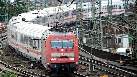 Ein Intercity fährt in der Nähe des Hauptbahnhofs in Hamburg. © dpa Foto: Daniel Reinhardt