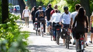 Radfahrer am 09. Mai 2020 an der Außenalster in Hamburg. © imago images Foto: Manngold