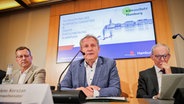 Hamburgs Umweltsenator Jens Kerstan (Grüne/Mitte) bei einer Pressekonferenz über das Klimaschutzgesetz der Hansestadt. © picture alliance / dpa Foto: Christian Charisius