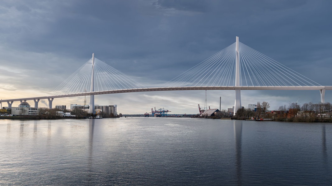 Visualisierung für die geplante neue Hamburger Köhlbrandbrücke.