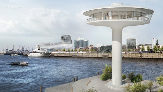 Der geplante Wohn-Leuchtturm "Lighthouse Zero" in der Hamburger Hafencity © bloomimages 