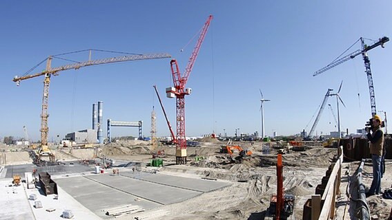 Baustelle des geplanten Kohlekraftwerks Hamburg Moorburg © dpa-bildfunk Foto: Marcus Brandt