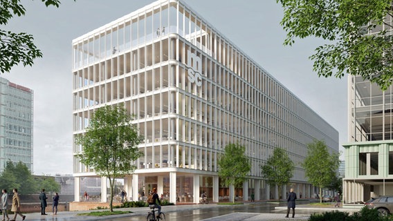 Ein Entwurf zeigt die künftige MSC-Deutschlandzentrale in der Hamburger Hafencity. © Wandel Lorch Götze Wach 