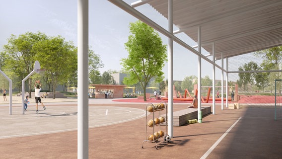 Eine Visualisierung zeigt den Aktivitätspark im "Grünen Loop" des zukünftigen Hamburger Stadtteils Oberbillerwerder. Eine Visualisierung zeigt den Aktivitätspark im "Grünen Loop" des zukünftigen Hamburger Stadtteils Oberbillerwerder. © Atelier Loidl Landschaftsarchitekten Berlin GmbH