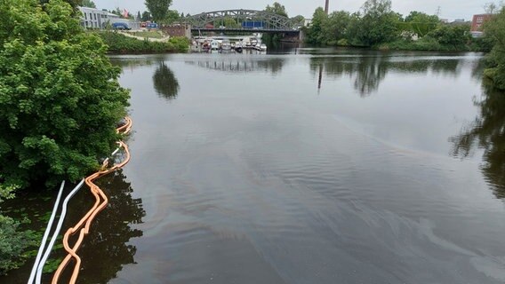 Ölteppich auf dem Tiefstackkanal  Foto: NDR/Karsten Sekund