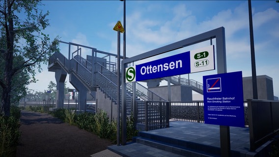 Eine Visualisierung zeigt die geplante S-Bahnstation Ottensen. © Deutsche Bahn / ZETCON 