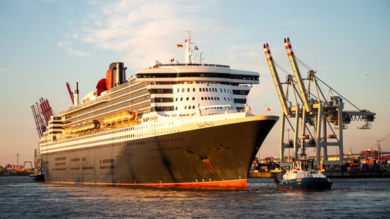 Das Kreuzfahrtschiff "Queen Mary 2" läuft am Morgen in den Hafen Hamburg ein. © picture alliance/dpa | Daniel Bockwoldt Foto: Daniel Bockwoldt